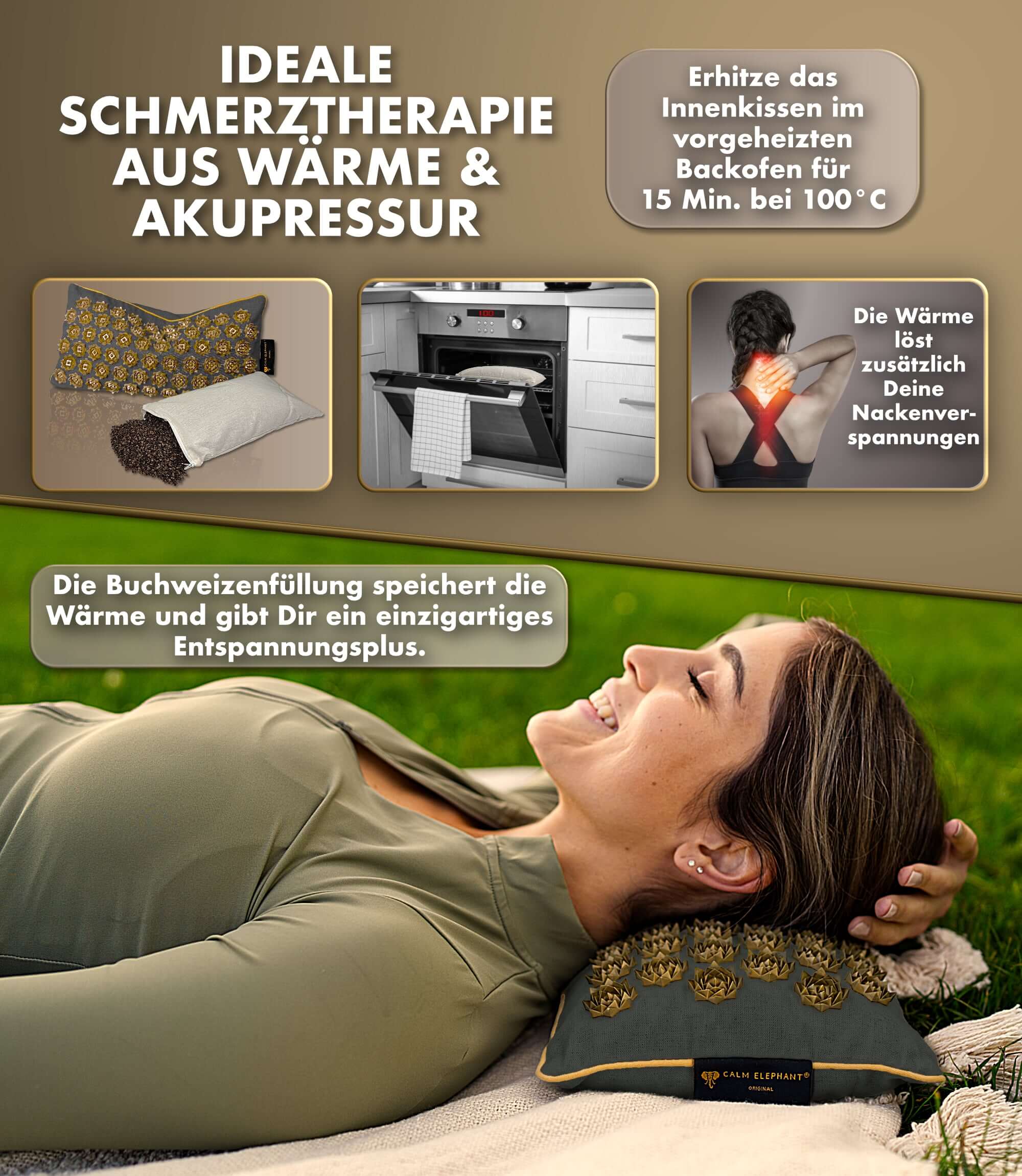Akupressurmatte | GENUINE 5er Set - grau zur Schmerzlindung mit Wärme und Akupressur für Entspannung.