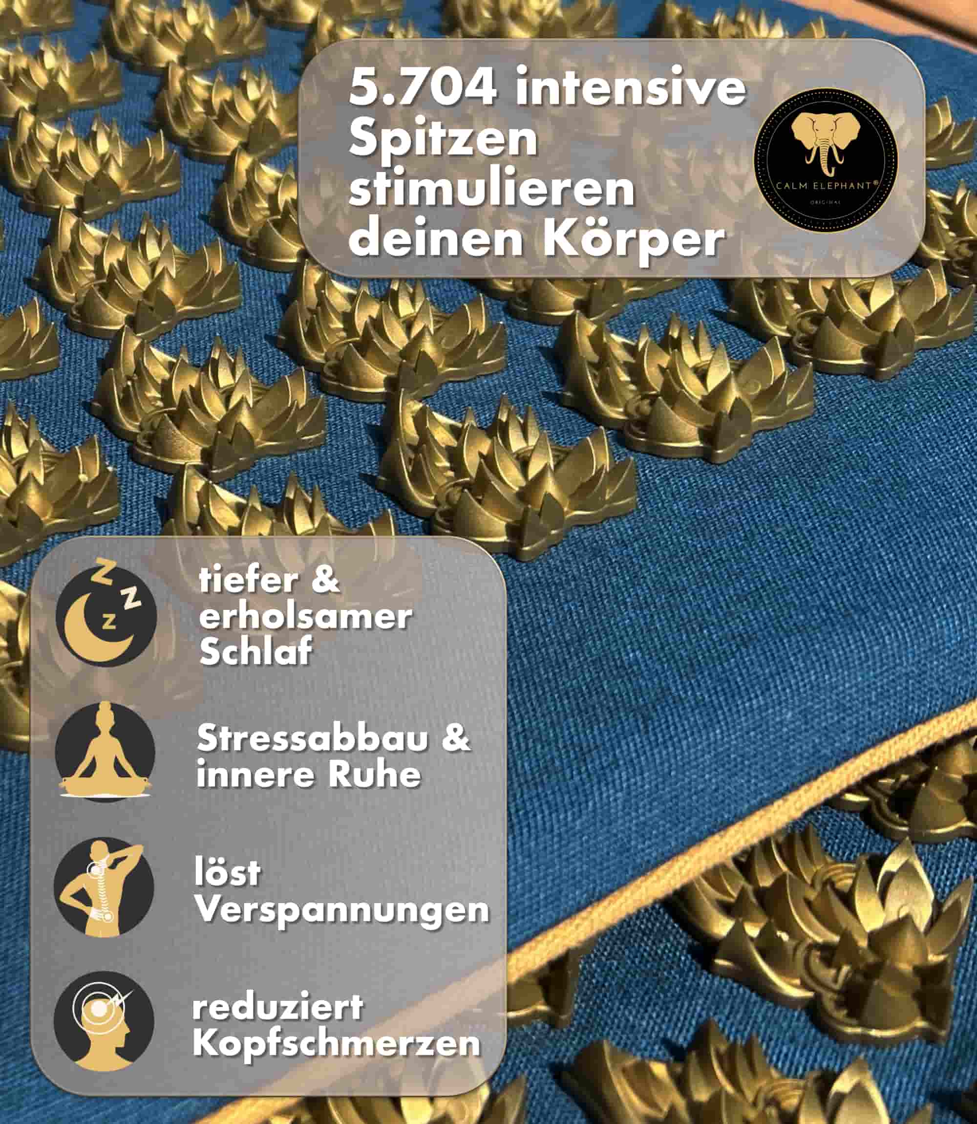 Akupressurmatte intensiv | MANDALA PRO ECO 3er Set - blau mit 5.704 intensiven Spitzen von CALM ELEPHANT