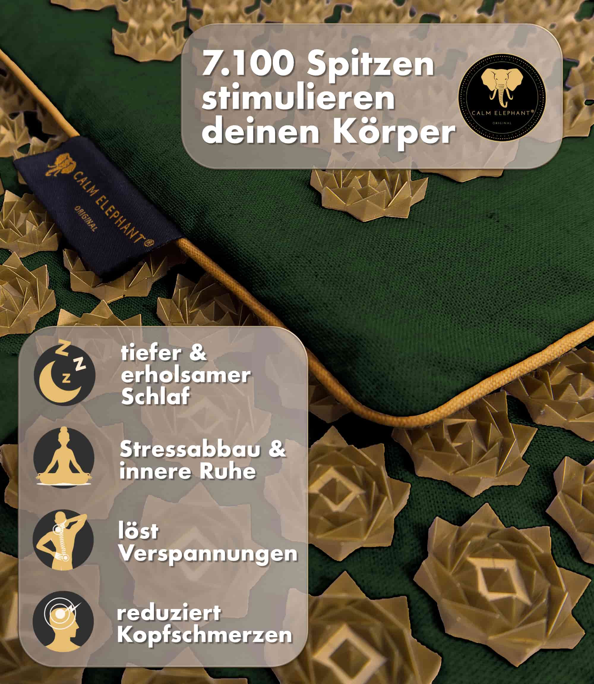 Akupressurmatte | PURE ECO 3er Set - grün mit 7100 Spitzen für tiefen Schlaf, Stressabbau und Schmerzreduktion