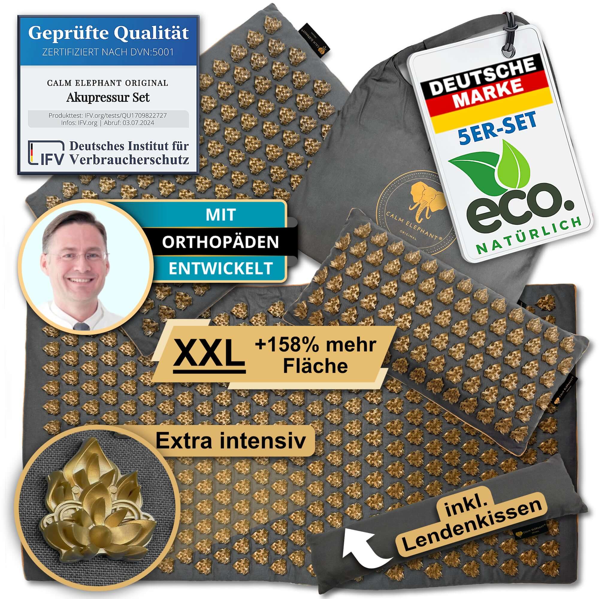 Calm Elephant Mandala Pro XXL - Premium Akupressurmatte Intensiv - Produktbild